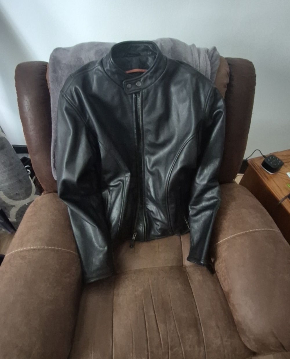 Men's Black Leather Moto Jacket - Classic Zip Front